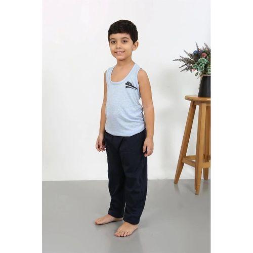 Erkek Çocuk Sıfır Kol Penye Pijama Takım Mavi