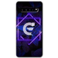 Samsung Galaxy S10 Plus HD Baskılı Kılıf + 9D Tam Ekran Koruyucu - Dark Neon Yaprak G Harfi