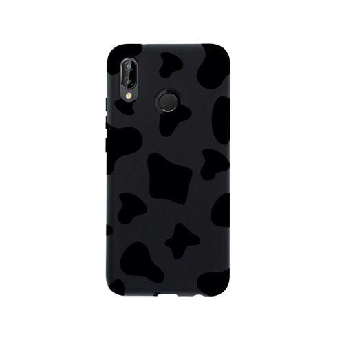 Huawei P20 Lite İnek Desenli Premium Silikonlu Siyah Telefon Kılıfı