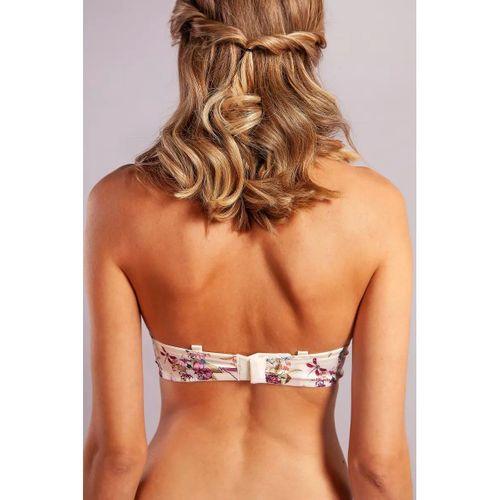 Gitana  Half Push Up Bra,çiçekli Ekru Straplez Konforlu Ve Şık Sütyen