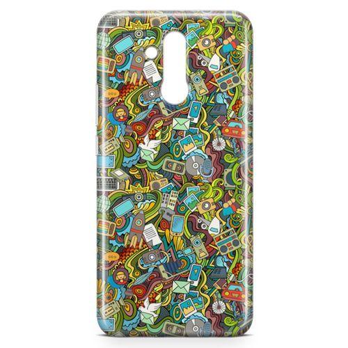 Huawei Mate 20 Lite Kılıf Doodle Bilgisayar Cep Telefonu Arka Kapak Koruma Desenli Full Koruyucu