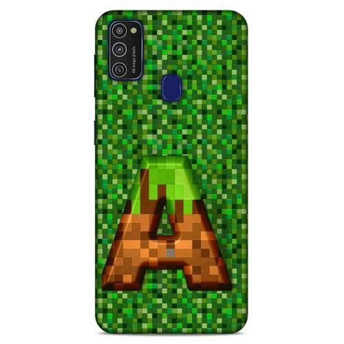 Lopard Samsung Galaxy M21 Uyumlu Kılıf PiXel (44) Tough Armor Kılıf A Harfi