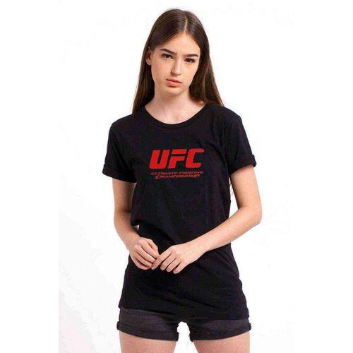 Ufc Logo Baskılı Siyah Kadın Tshirt