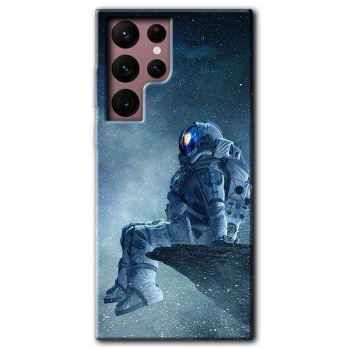 Potkal Hediye Fabrikası Samsung Galaxy S22 Ultra HD Baskılı Kılıf + 9D Tam Ekran Koruyucu - Astronot Yalnızlığı