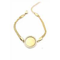 Taşlı Plaka Bileklik - Altın