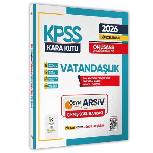 2026 KPSS Önlisans/Ortaöğretim VATANDAŞLIK Kara Kutu ÖSYM Çıkmış Çözümlü Soru Bankası Konu Özetli
