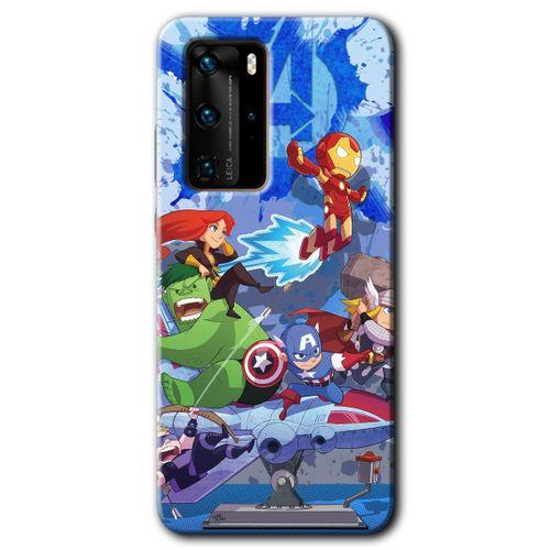Huawei P40 Pro Kılıf HD Desen Baskılı Arka Kapak - Avengers Cartoon + Kırılmaz Cam
