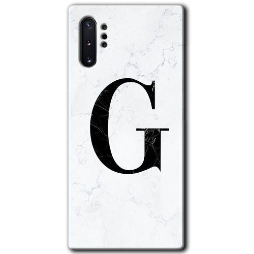 Samsung Galaxy Note 10 Plus HD Baskılı Kılıf + 9D Tam Ekran Koruyucu - Beyaz Mermer G Harfi