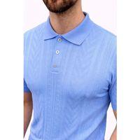 Erkek Yazlık Triko Tişört Kısa Kol Polo Yaka Düğmeli T-Shirt - Bebek Mavisi