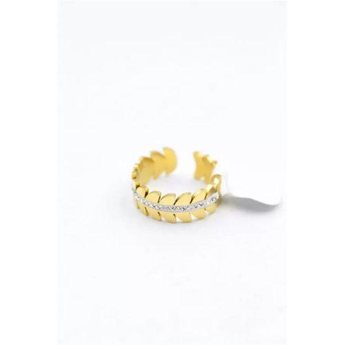 6'lı Taşlı Yaprak Yüzük - Altın