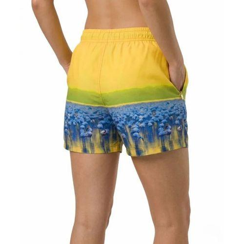 Deniz Şortu Fermuarlı Cepli File Astarlı Hızlı Kuruyan Premium - Sarı