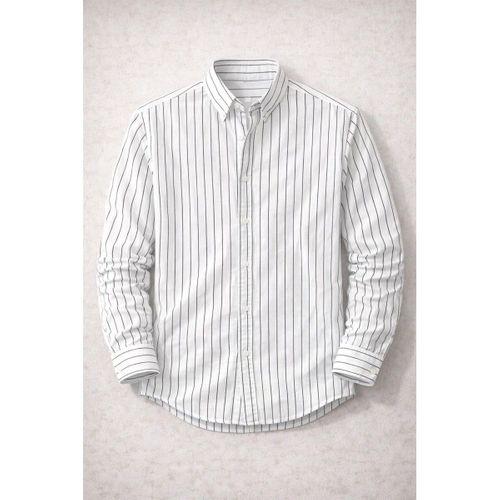 Chad Modal Kumaş Çizgili Yazlık Relaxed Fit Erkek Gömlek - Beyaz
