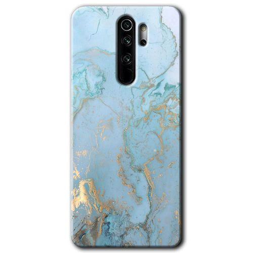 Xiaomi Redmi Note 8 Pro HD Baskılı Kılıf + 9D Tam Ekran Koruyucu - Mavi Gold Mermer