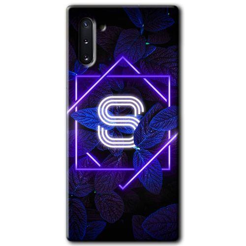 Samsung Galaxy Note 10 HD Baskılı Kılıf + 9D Tam Ekran Koruyucu - Dark Neon Yaprak S Harfi