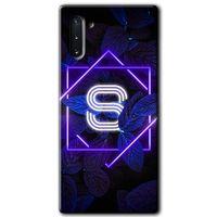 Samsung Galaxy Note 10 HD Baskılı Kılıf + 9D Tam Ekran Koruyucu - Dark Neon Yaprak S Harfi