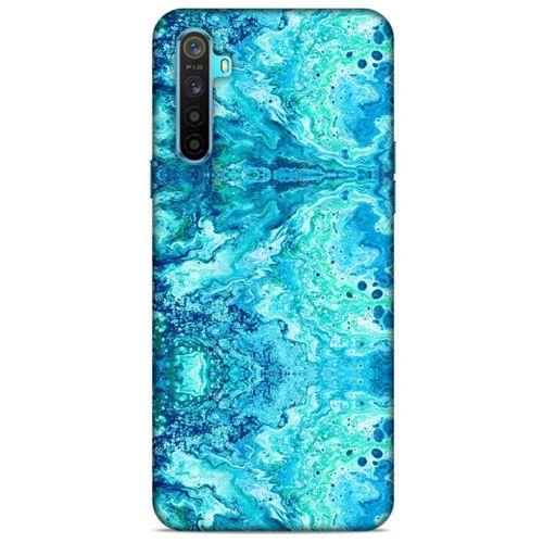 Mermer Desenli (36) Tema Glitter Kılıf Deniz Mavisi Oppo Realme 6i Kılıf