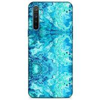 Mermer Desenli (36) Tema Glitter Kılıf Deniz Mavisi Oppo Realme 6i Kılıf