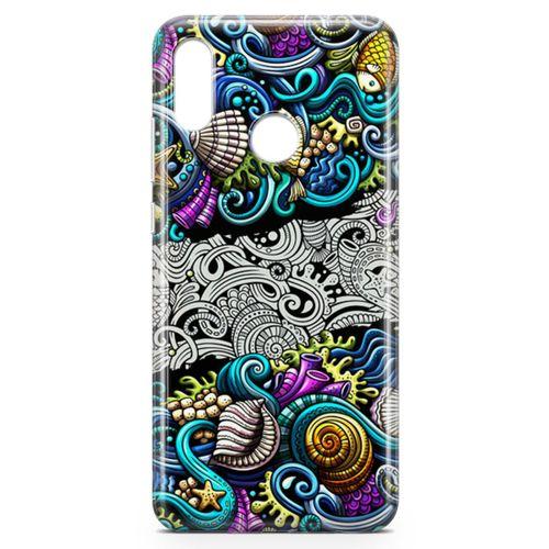 Huawei Y9 2019 Kılıf Deniz Mahsulleri Doodle Arka Kapak Koruma Desenli Full Koruyucu