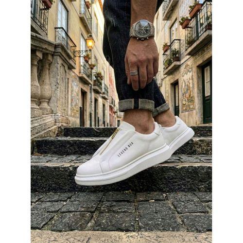 BA0310 BOA Kalın Yüksek Taban Fermuarlı Beyaz Erkek Ayakkabı