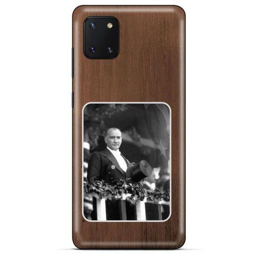 Huawei Y5P Kılıf Atatürk (35) Fit Design Kılıf Kahverengi Duvar