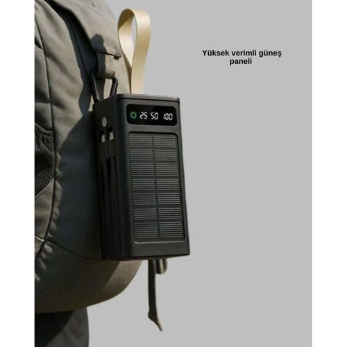 Led Aydınlatmalı Güneş Panelli Powerbank Seyahat Ve Kamp İçin