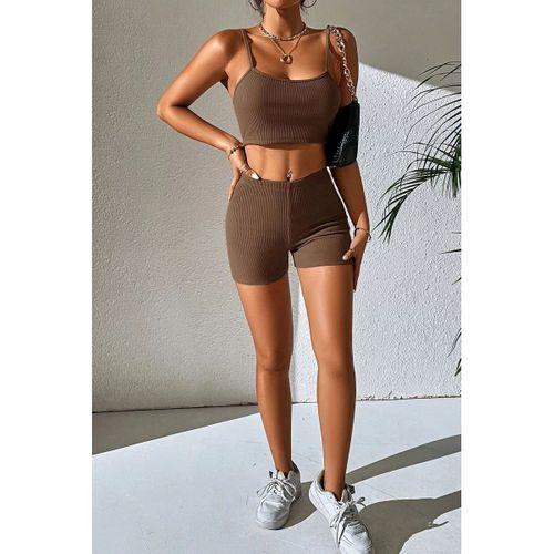 Kadın Kahverengi Şortlu Kaşkorse Gecelik Takım