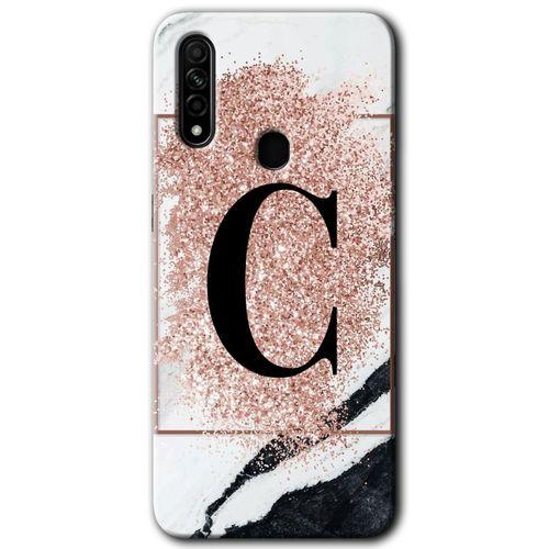 Potkal Hediye Fabrikası Oppo A31 Kılıf HD Desen Baskılı Arka Kapak - Pembe Mermer Desenli C Harfi