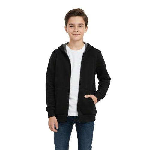 Siyah Fermuarlı Kapüşonlu Cepli Kız Erkek Sweatshirt BGL-ST05001