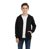 Siyah Fermuarlı Kapüşonlu Cepli Kız Erkek Sweatshirt BGL-ST05001
