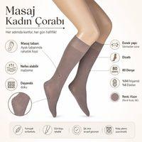 Kadın 8'li Anne Masaj Tabanlı Dizaltı Çorap 80 Denye Esnek Rahat Günlük Kullanım