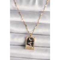 316L Çelik Gold Renk Zirkon Taşlı Ay Figürlü Tarot Model Kadın Kolye - TJ-BKO9686