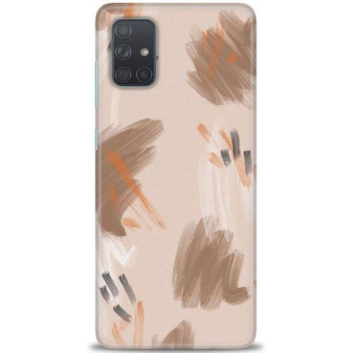 Samsung Galaxy A51 Kılıf HD Baskılı Kılıf - Kahve Çizgiler + Tam Ekran Koruyucu