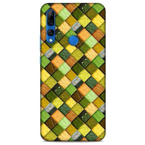 Huawei Y9 Prime 2019 Kılıf Patchwork (49) Ultra Silikon Kılıf Sarı Yeşil