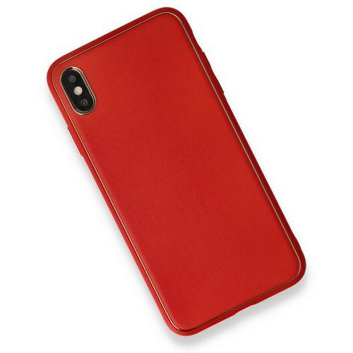 iPhone X Kılıf Coco Deri Silikon Kapak - Kırmızı