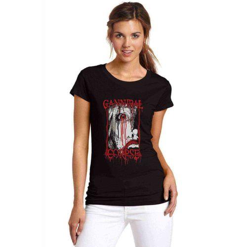 Cannibal Corpse Rock Metal Müzik Baskılı Siyah Kadın Tshirt