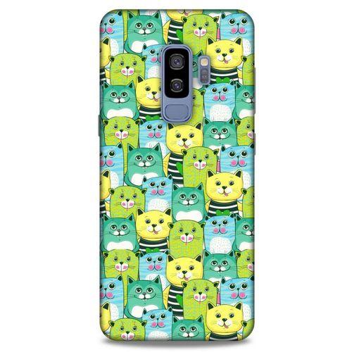 Lopard Samsung Galaxy S9 Plus Uyumlu Kılıf Kediler (37) Silicone Cover Mavi Sarı