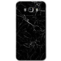 MRCİLETİSİM Samsung Galaxy J7 2016 Kılıf HD Desen Baskılı Arka Kapak + Temperli Cam - Siyah Mermer