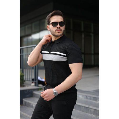 Erkek Örgü Desenli Renkli Kısa Kollu Triko Tişört