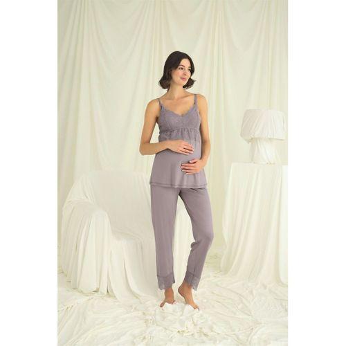 Dantelli Hamile Lohusa 3lü Pijama Takımı