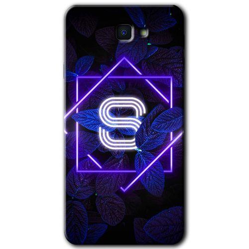 Potkal Hediye Fabrikası Samsung Galaxy J7 Prime 2 Kılıf HD Desen Baskılı Arka Kapak - Dark Neon Yaprak S Harfi