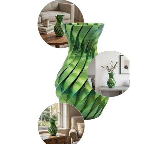 3d Spiral Yeşil Vazo Modern Tasarım Dekoratif Ev Aksesuarı