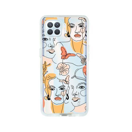 Oppo Reno 4 Lite Line Style Desenli Premium Şeffaf Silikon Kılıf