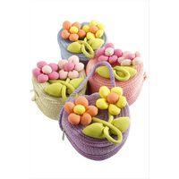 Çiçek Kalp Hasır Çanta