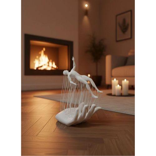 Dekoratif El Üzerinde İnsan Figürü Beyaz Minimal Sanatsal Biblo