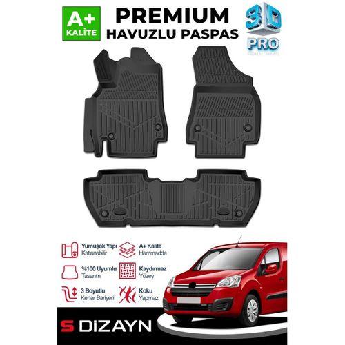 S-Dizayn Citroen Berlingo 3D Pro Havuzlu Paspas 2008-2018 Üzeri A+ Kalite