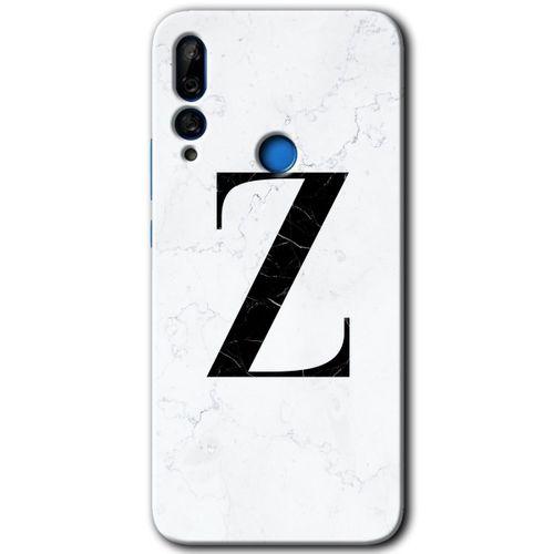 Potkal Hediye Fabrikası Huawei P Smart Z HD Baskılı Kılıf + 9D Tam Ekran Koruyucu - Beyaz Mermer Desenli Z Harfi