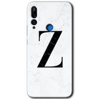 Potkal Hediye Fabrikası Huawei P Smart Z HD Baskılı Kılıf + 9D Tam Ekran Koruyucu - Beyaz Mermer Desenli Z Harfi