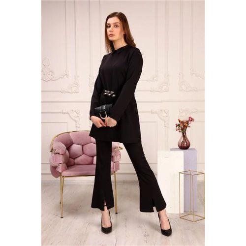 Zincir Kemerli Sade Basic Tunik Pantolon İkili Takım - 70007.003 - Siyah