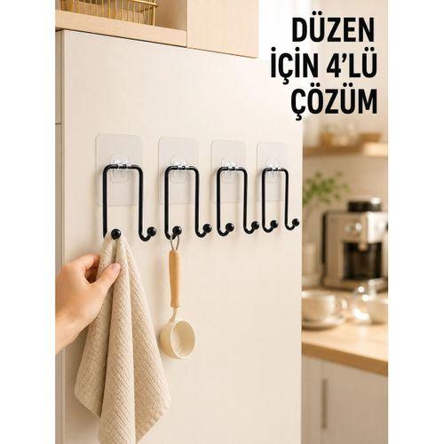 4 Adet Yapışkanlı Askı Çok Amaçlı Mutfak Banyo Düzenleyici Askılık