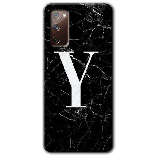 Galaxy S20 FE Kılıf HD Desen Baskılı Arka Kapak - Siyah Mermer Desenli Y Harfi